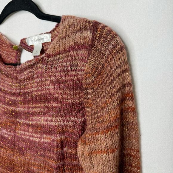 DRESSBARN / orange red gold metallic ombré open knit sweater / M - Picture 3 of 8
